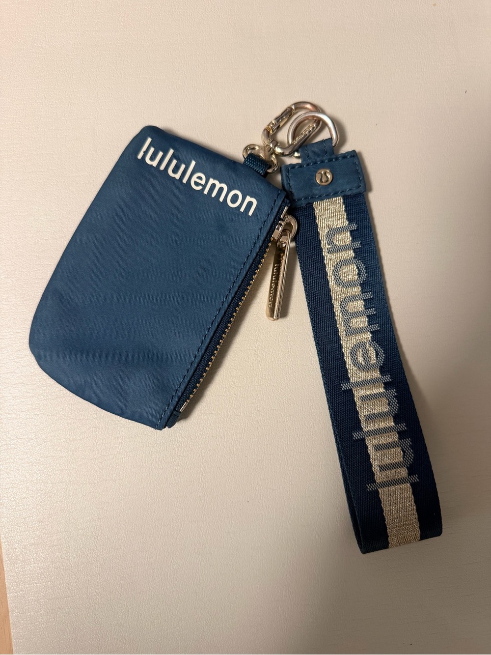 lululemon athletica Navy Key & Card Pouch with Branded Wrist Strap